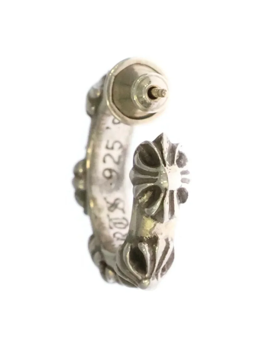 Chrome Hearts Hoop Cross Band Earrings Silver